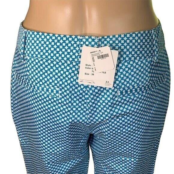 Puma Womens Bermuda Golf Shorts Turkish Tile Print Sporty Teal White Medium - Picture 8 of 16